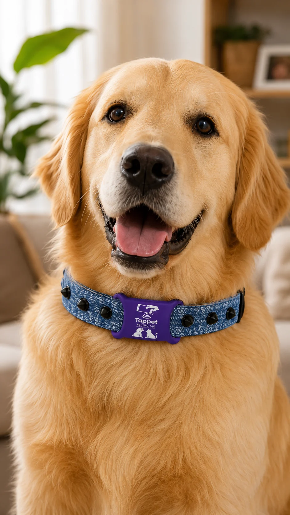 Perro con tag Tappet integrado al collar